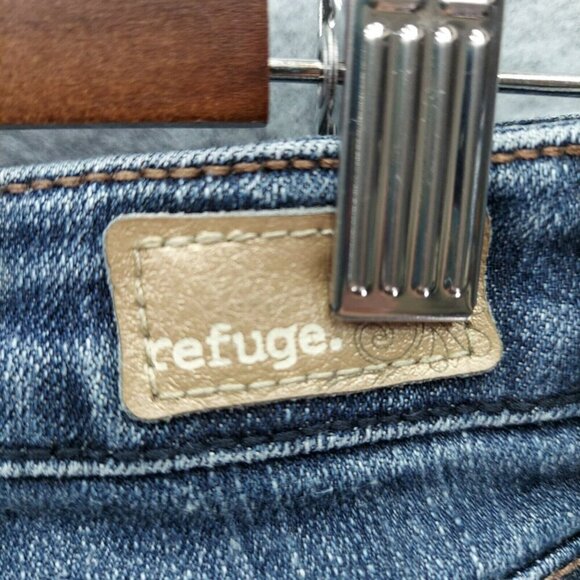 Womens Refuge Jeans Size 7R Solid Blue Straight Leg Regular Fit Denim Pants - Picture 14 of 16